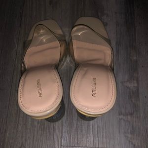 Prettylittlething Clear Lucite Nude Heels Sz 7